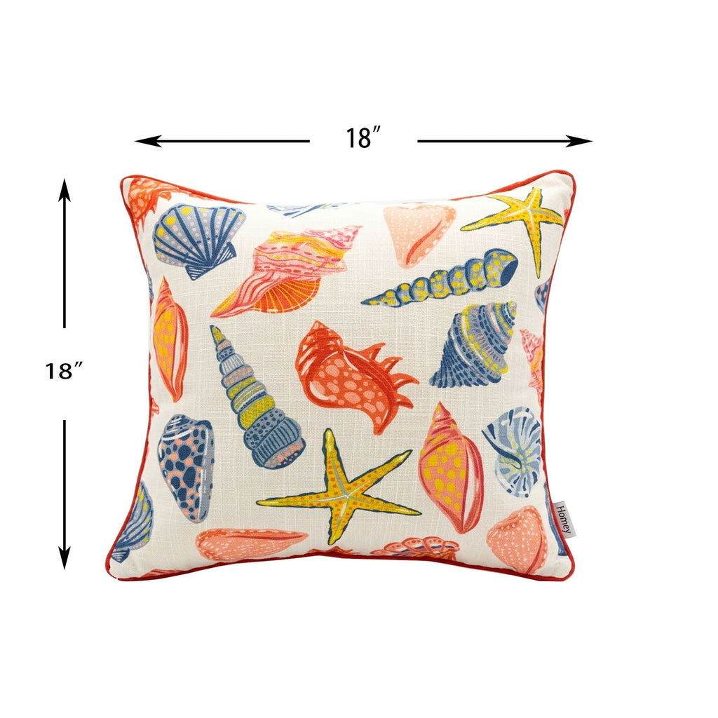 Square Coral Outdoor Pillows with Weather-Resistant Polyester - Multi