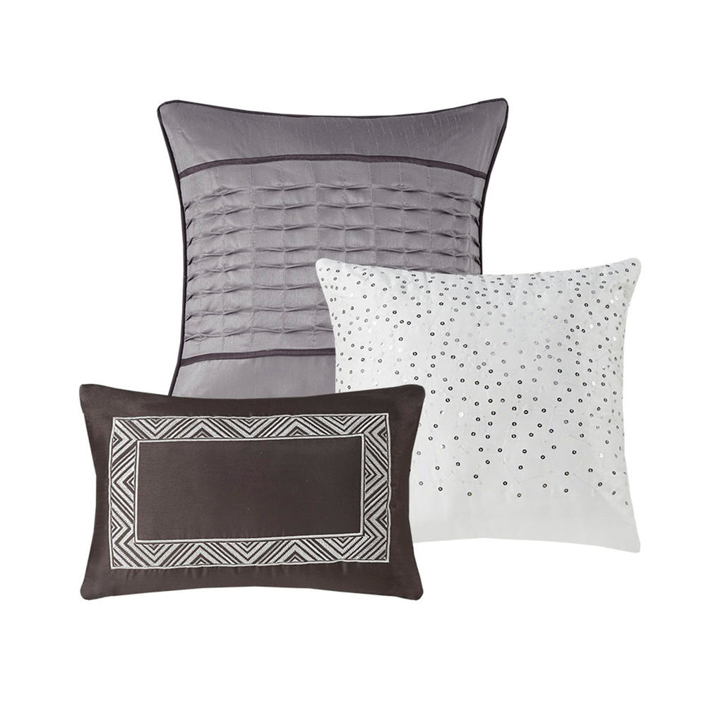 7 Piece Jacquard Comforter Set Grey/Taupe King
