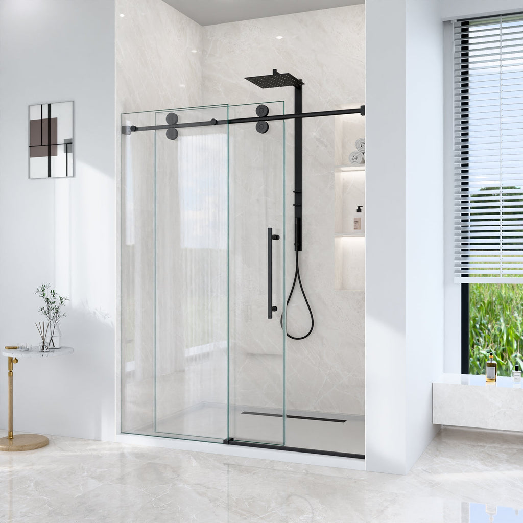 Frameless Single Sliding Shower Door – 5/16" Clear Tempered Glass