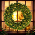 48in Pre-Lit Norwegian Spruce Christmas Wreath with 150 LED Lights - Green