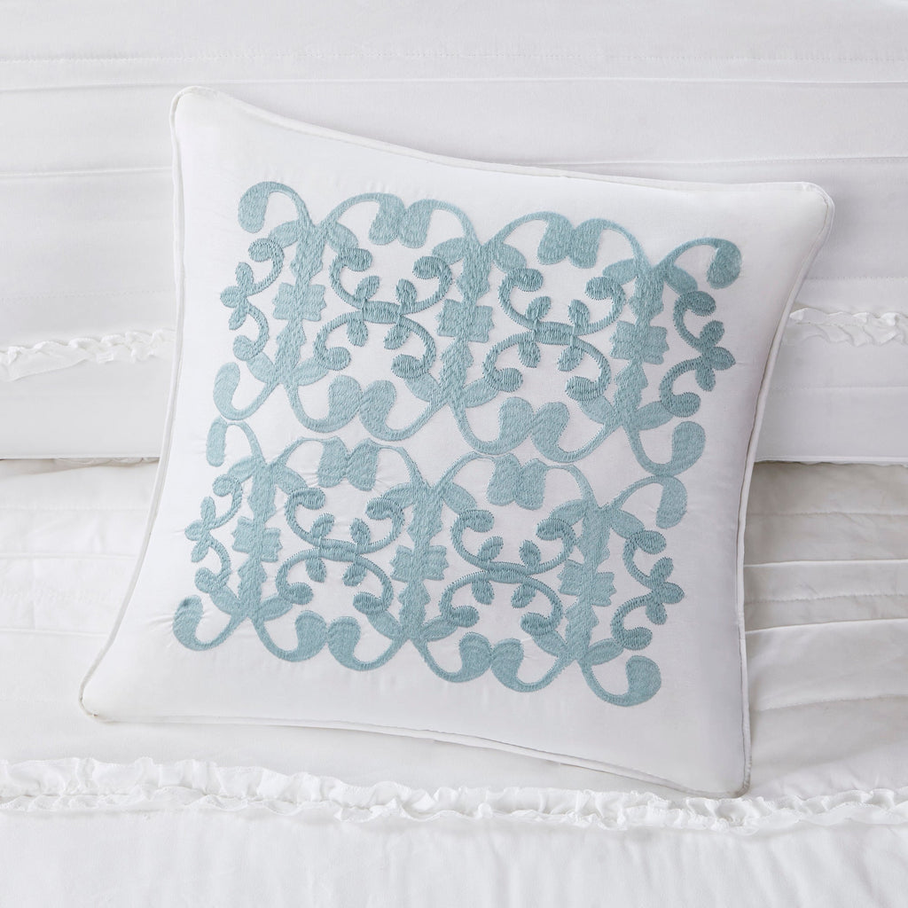 5 Piece Microfiber Ruffled Comforter Set - White California King