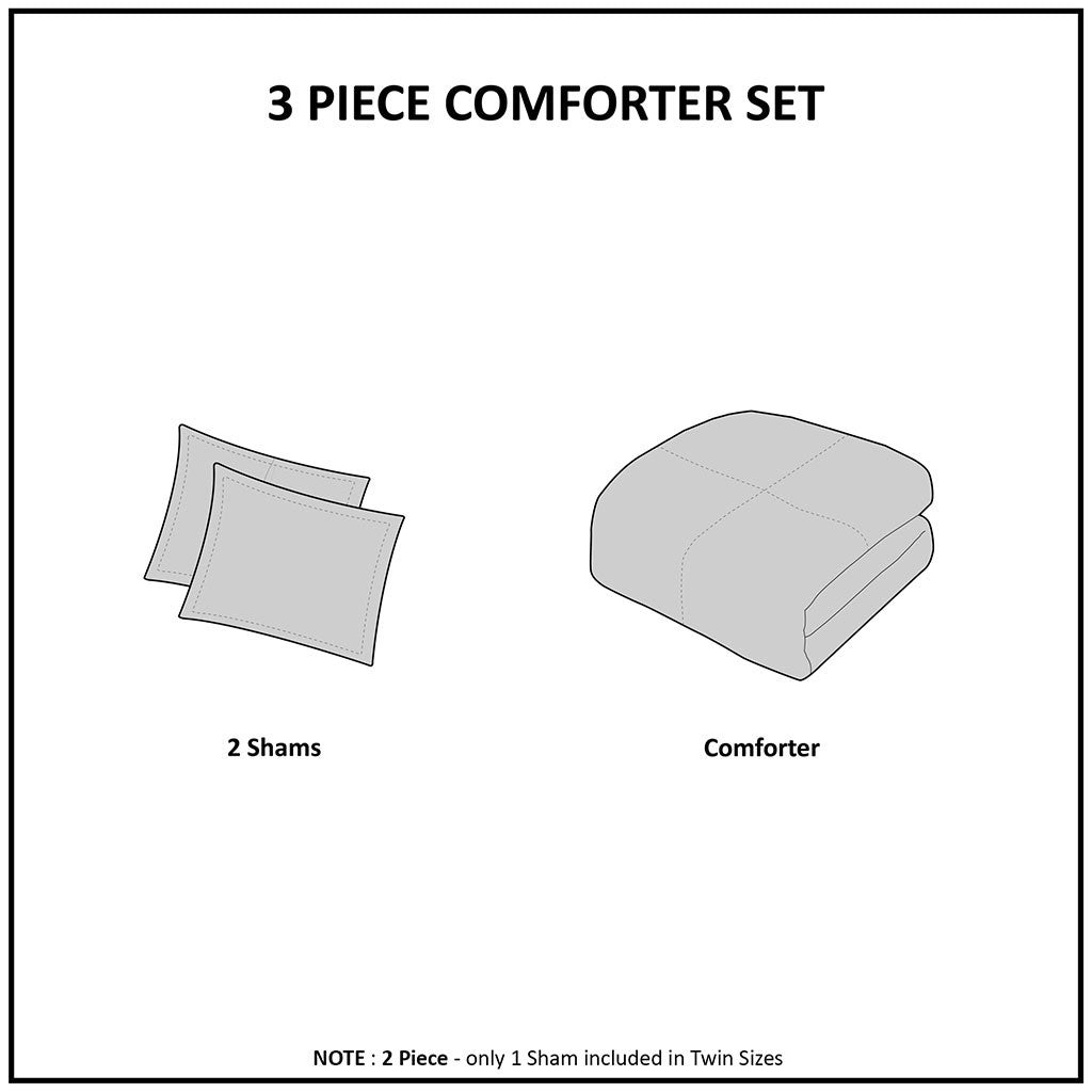 Full/Queen Back Print Long Fur Comforter Mini Set