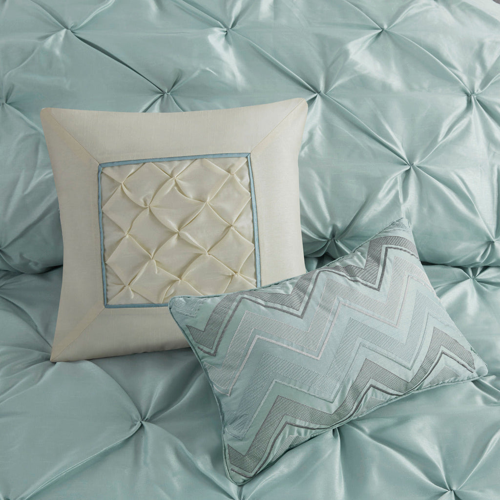 7 Piece Tufted Comforter Set Seafoam Cal King