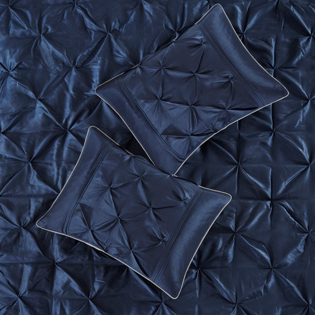 7 Piece Tufted Comforter Set Navy King