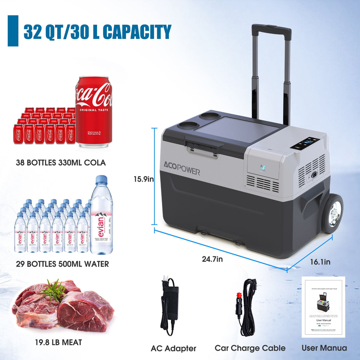 Portable Freezer with App Control and Off-Road Wheels