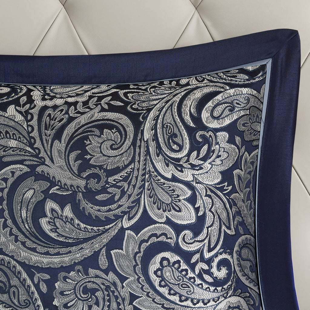 12 Piece Comforter Set with Cotton Bed Sheets Navy King