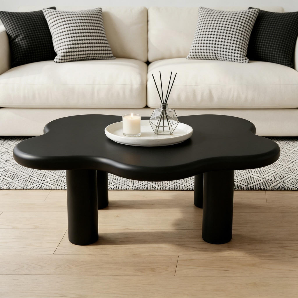 40'' Wood Cloud Coffee Table with 4 Round Legs