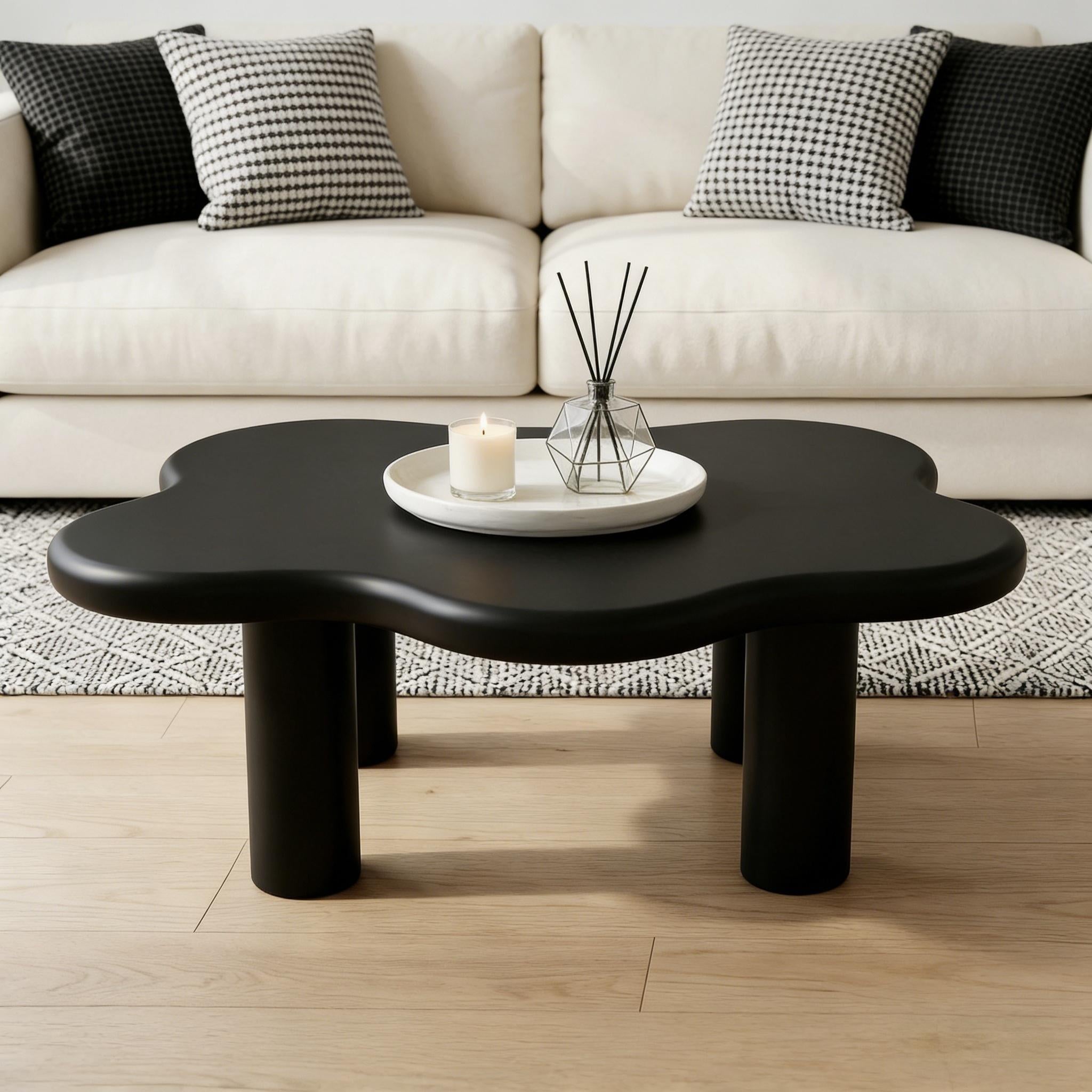 40'' Wood Cloud Coffee Table with 4 Round Legs