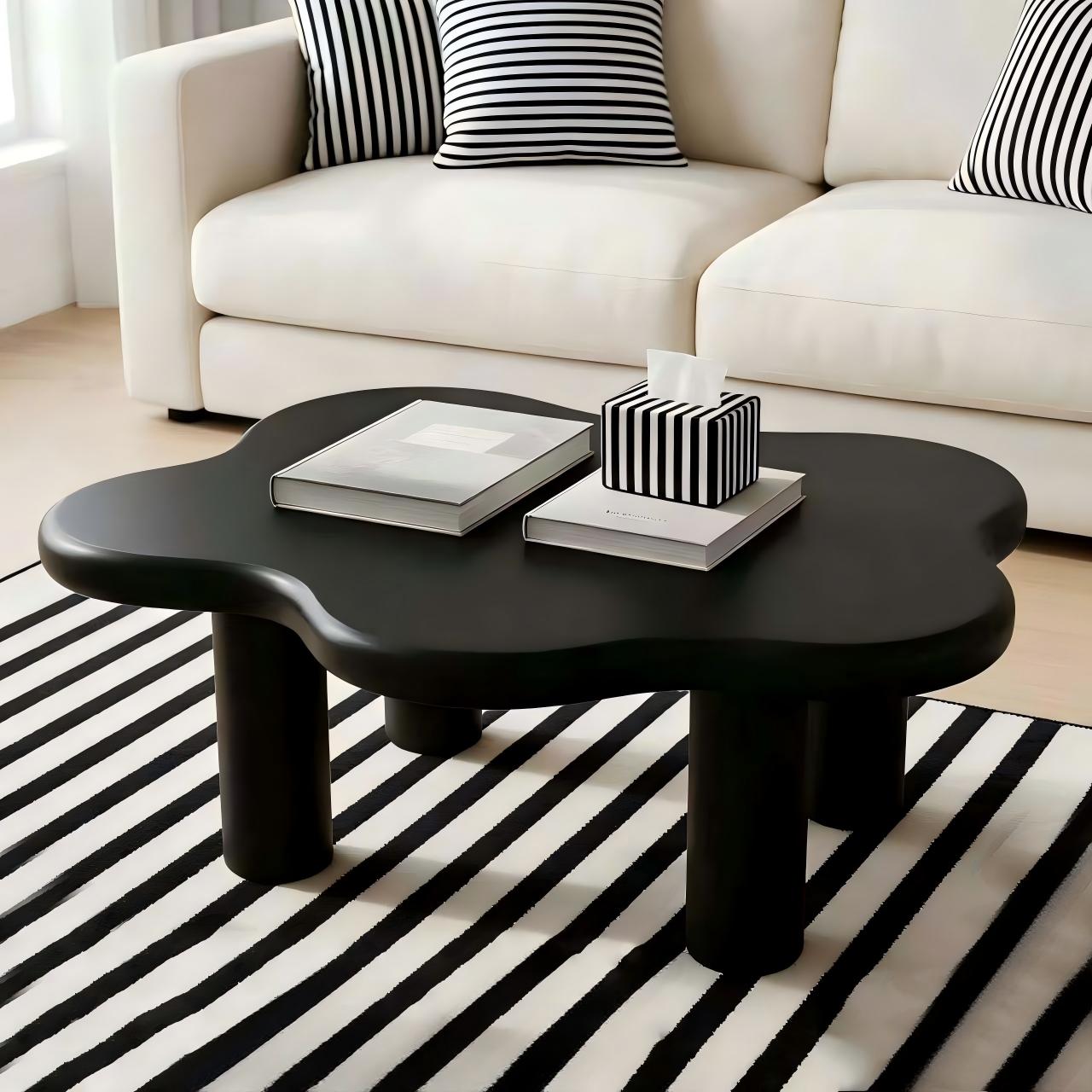 40'' Wood Cloud Coffee Table with 4 Round Legs