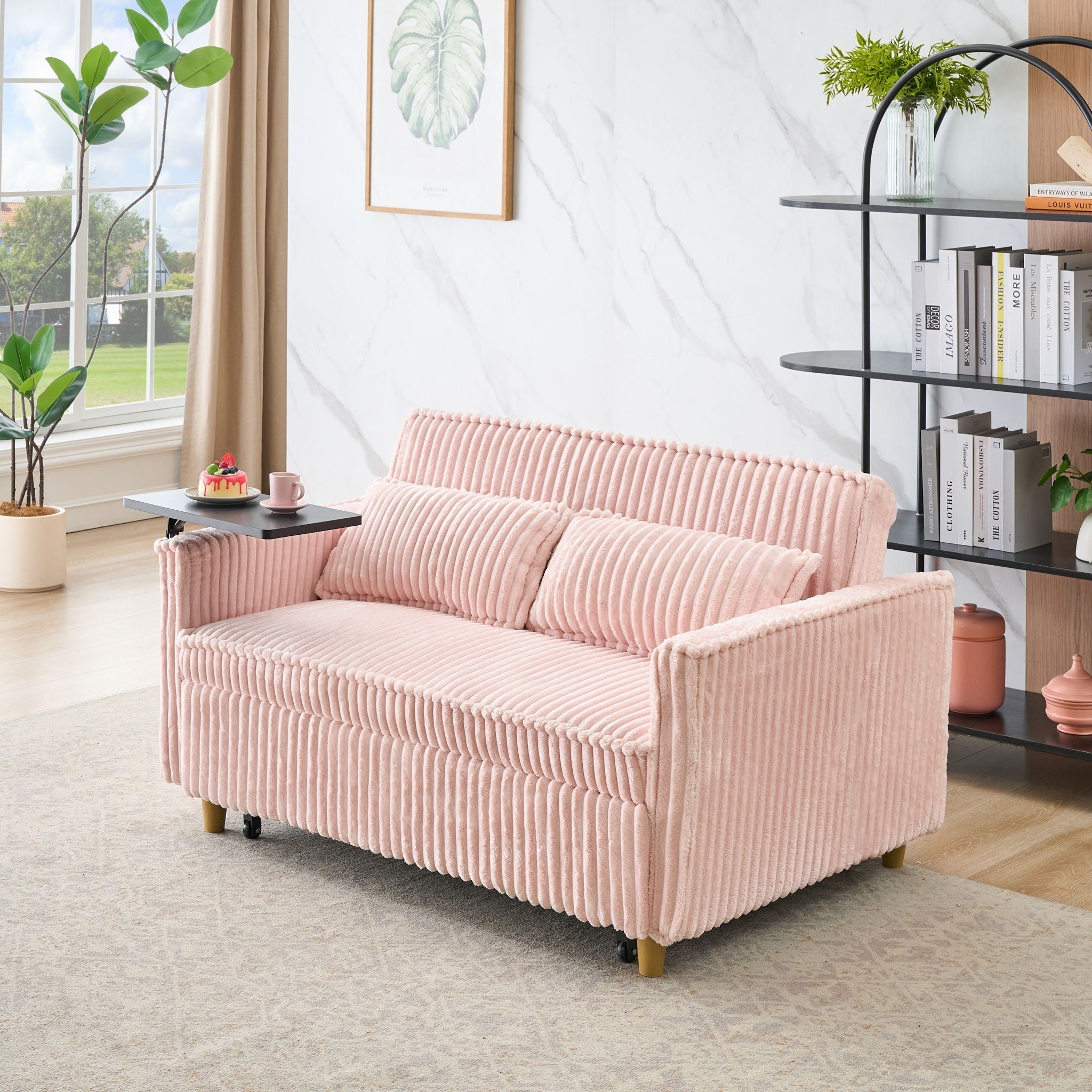 Pull Out Sofa With Movable Tabletop And USB Ports