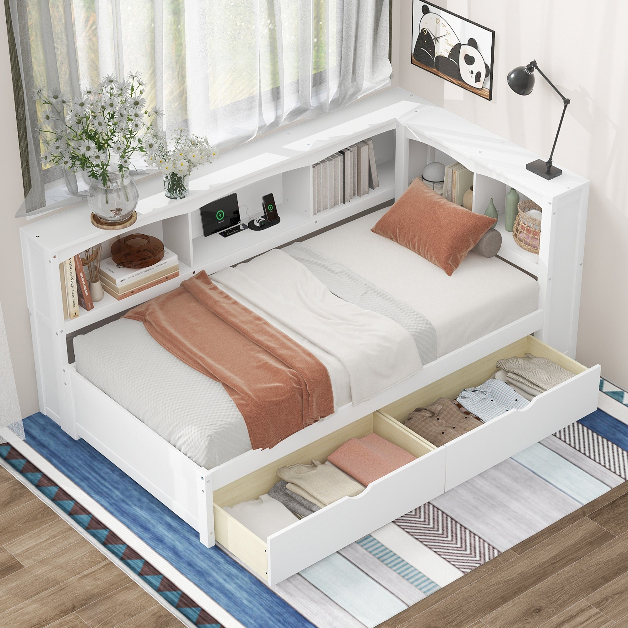 Twin Size Daybed with Two Storage Drawers and USB Ports