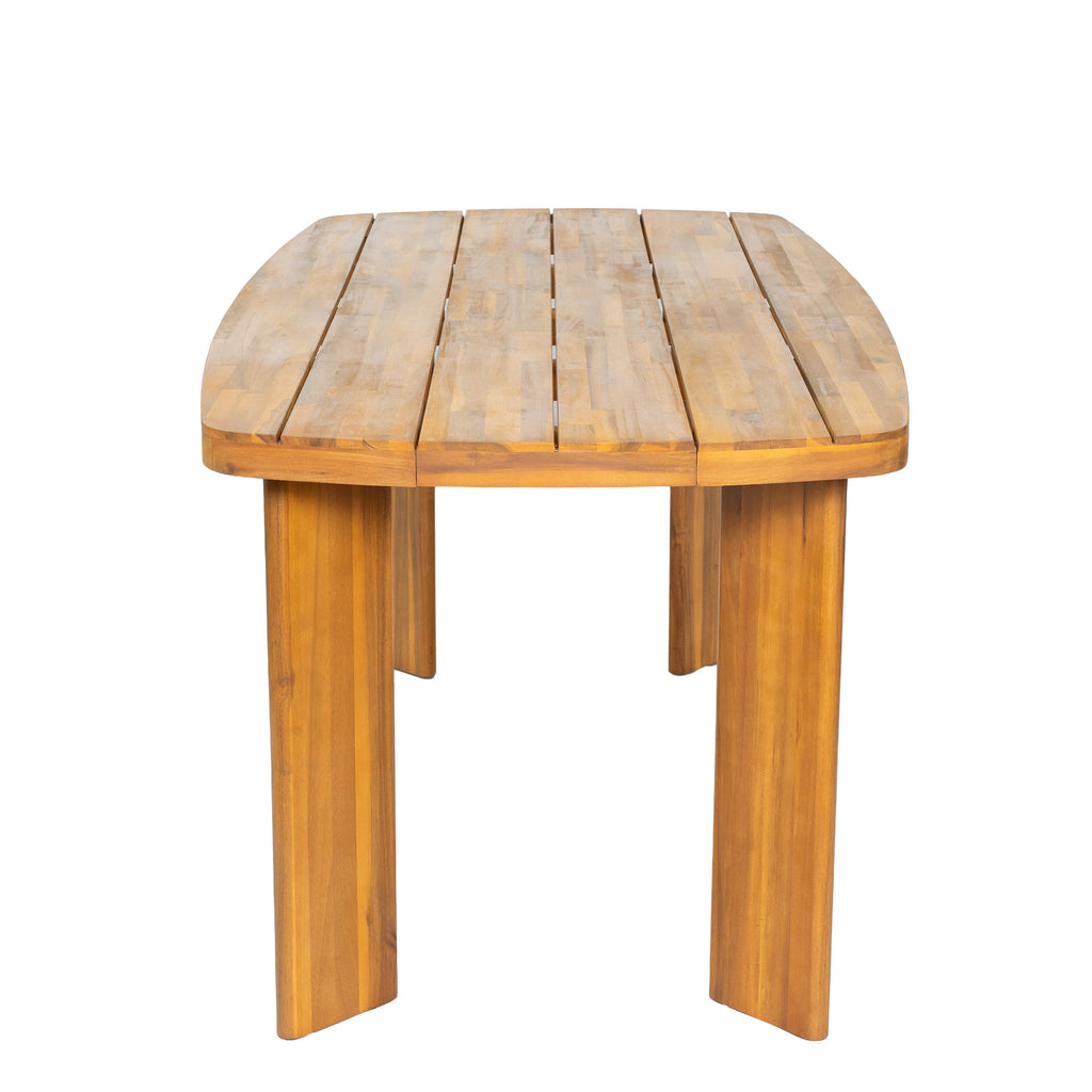 7‑Piece Acacia Wood Outdoor Dining Set, 71" Oval Teak‑Finish Wooden Table & 6 Arm Chairs with