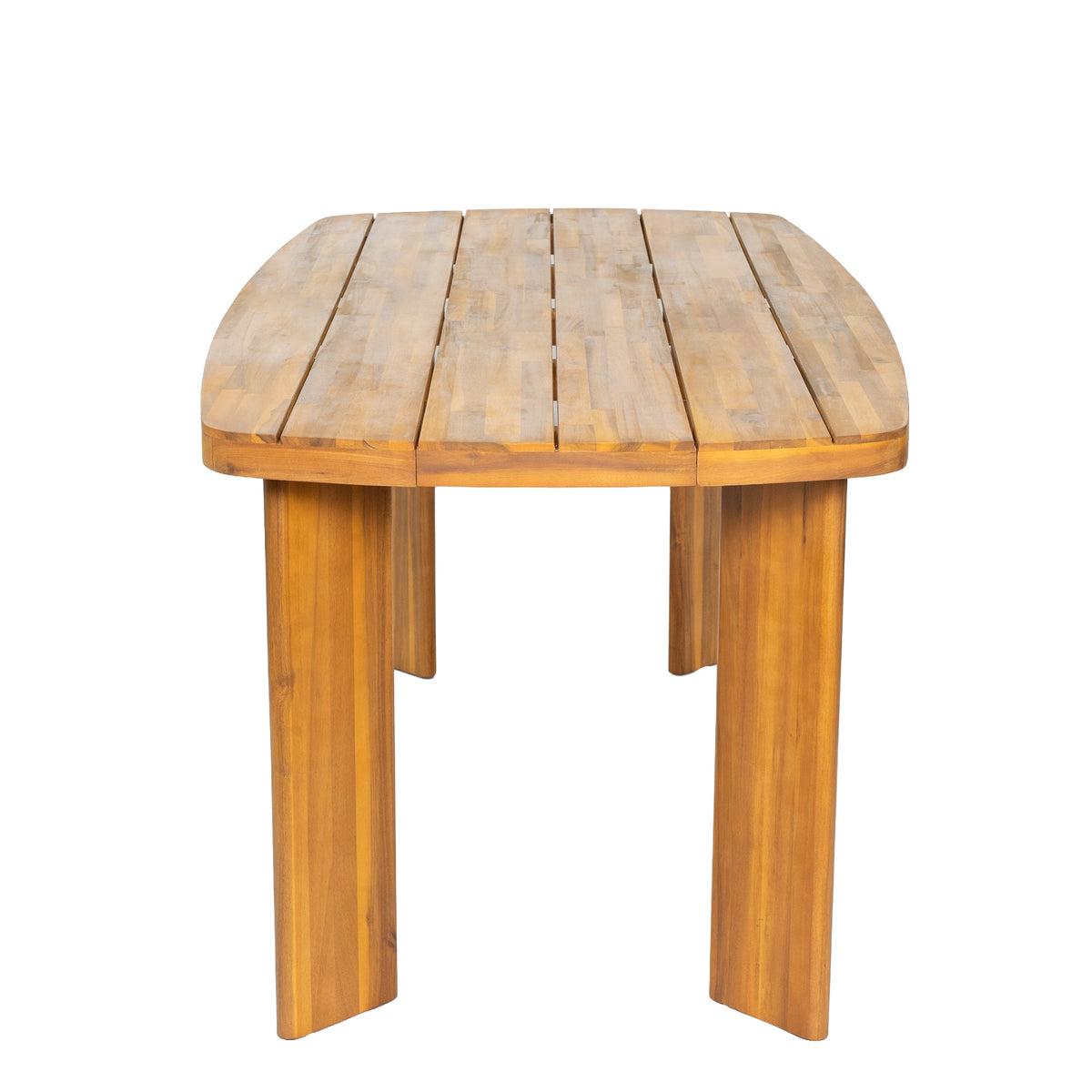 7‑Piece Acacia Wood Outdoor Dining Set, 71" Oval Teak‑Finish Wooden Table & 6 Arm Chairs with