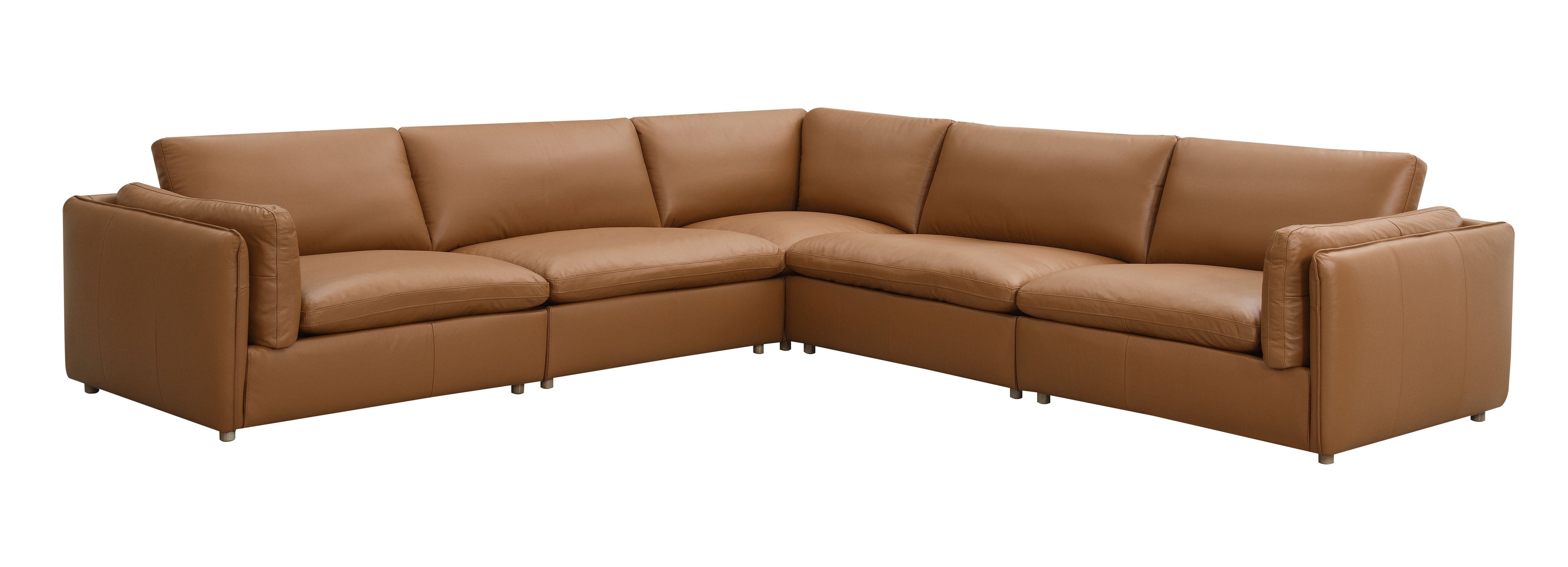Brighton Top Grain Leather 5 Pieces Modular Sectional