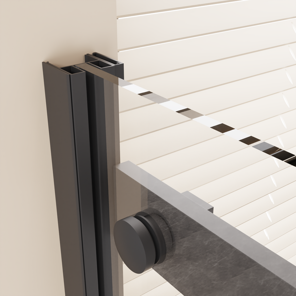 Frameless Shower Door with Zinc Roller Rail System