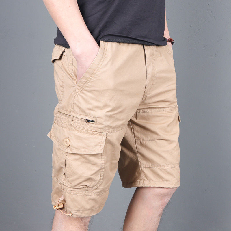Cross-Border Men's Shorts Summer Outdoor Solid Color Cargo Shorts Loose Casual Multi-Pocket Shorts Wholesale