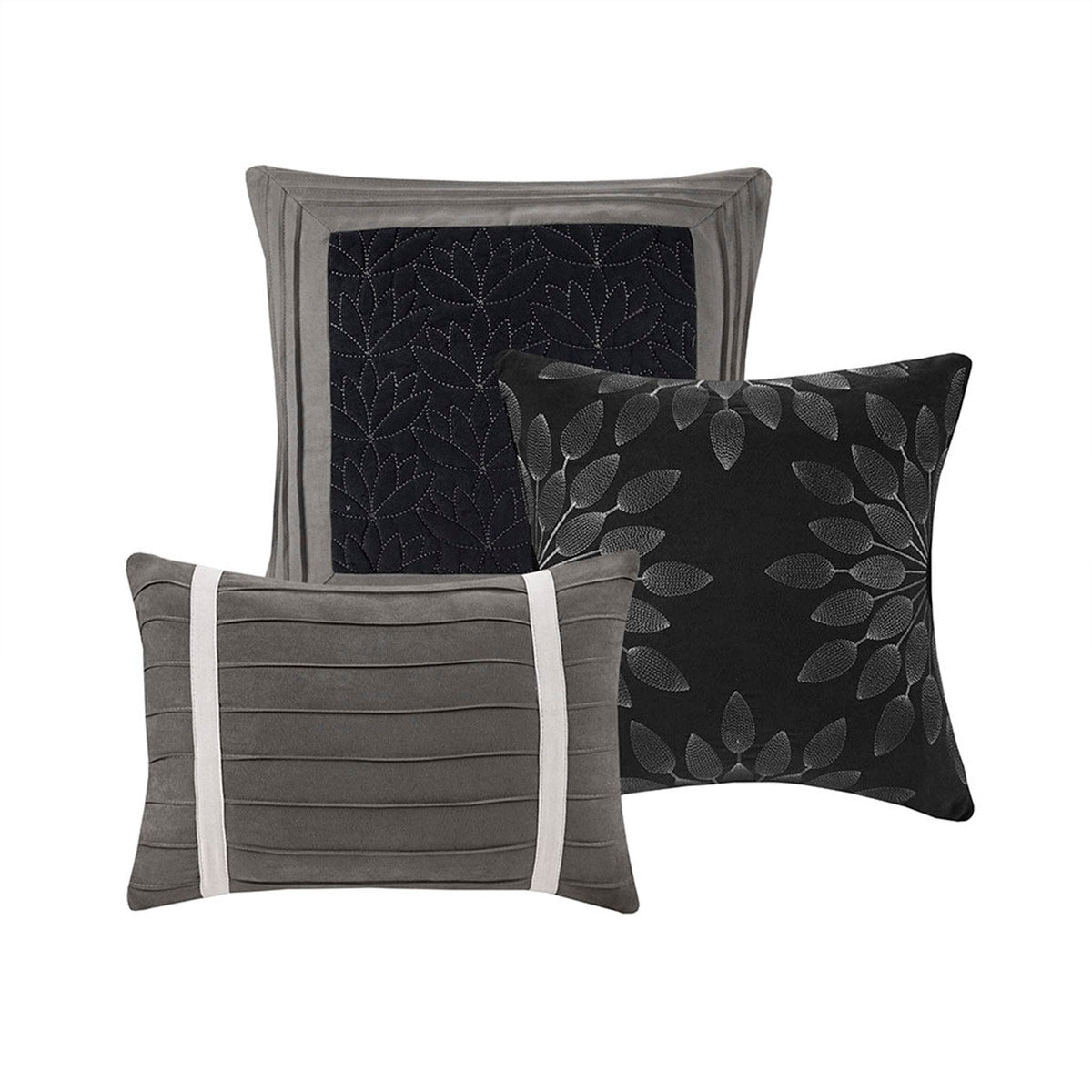 7 Piece Faux Suede Comforter Set Black King