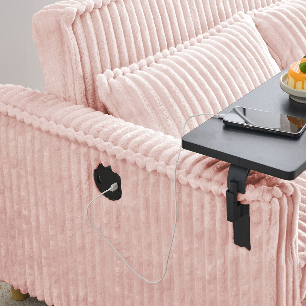Pull Out Sofa With Movable Tabletop And USB Ports