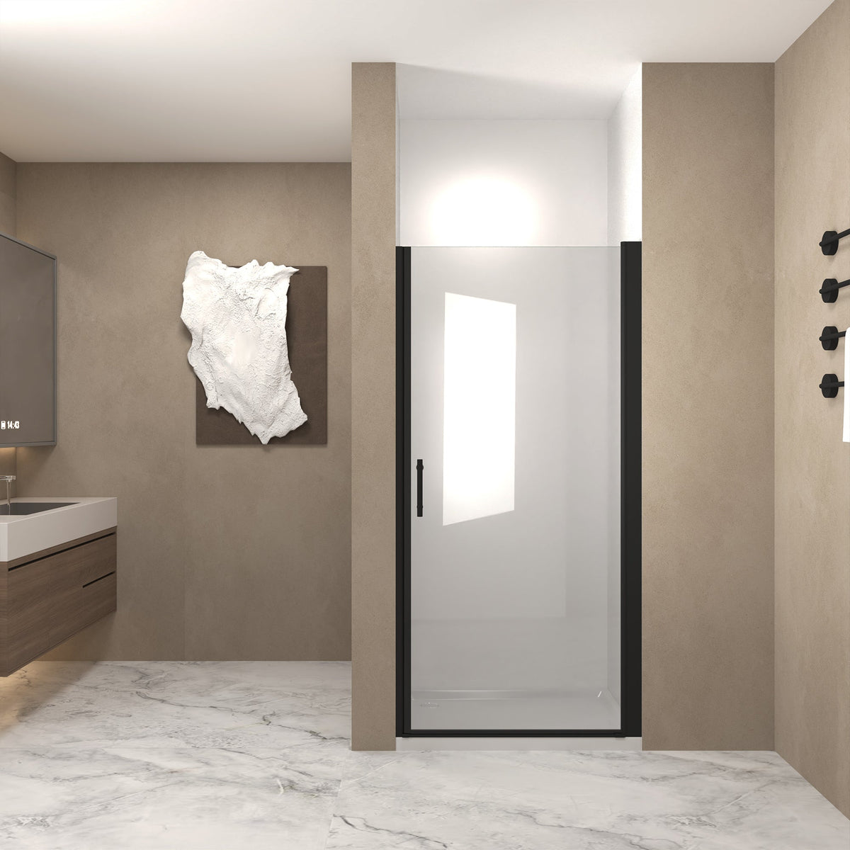 28"x 72" Pivot Shower Door, Matte