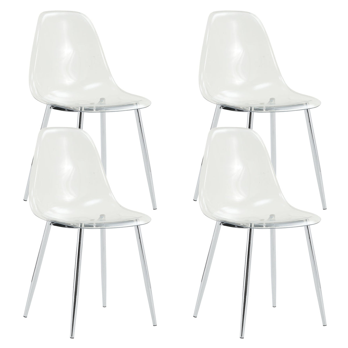 Modern Minimalist Transparent Dining Chair - 6-Piece Set