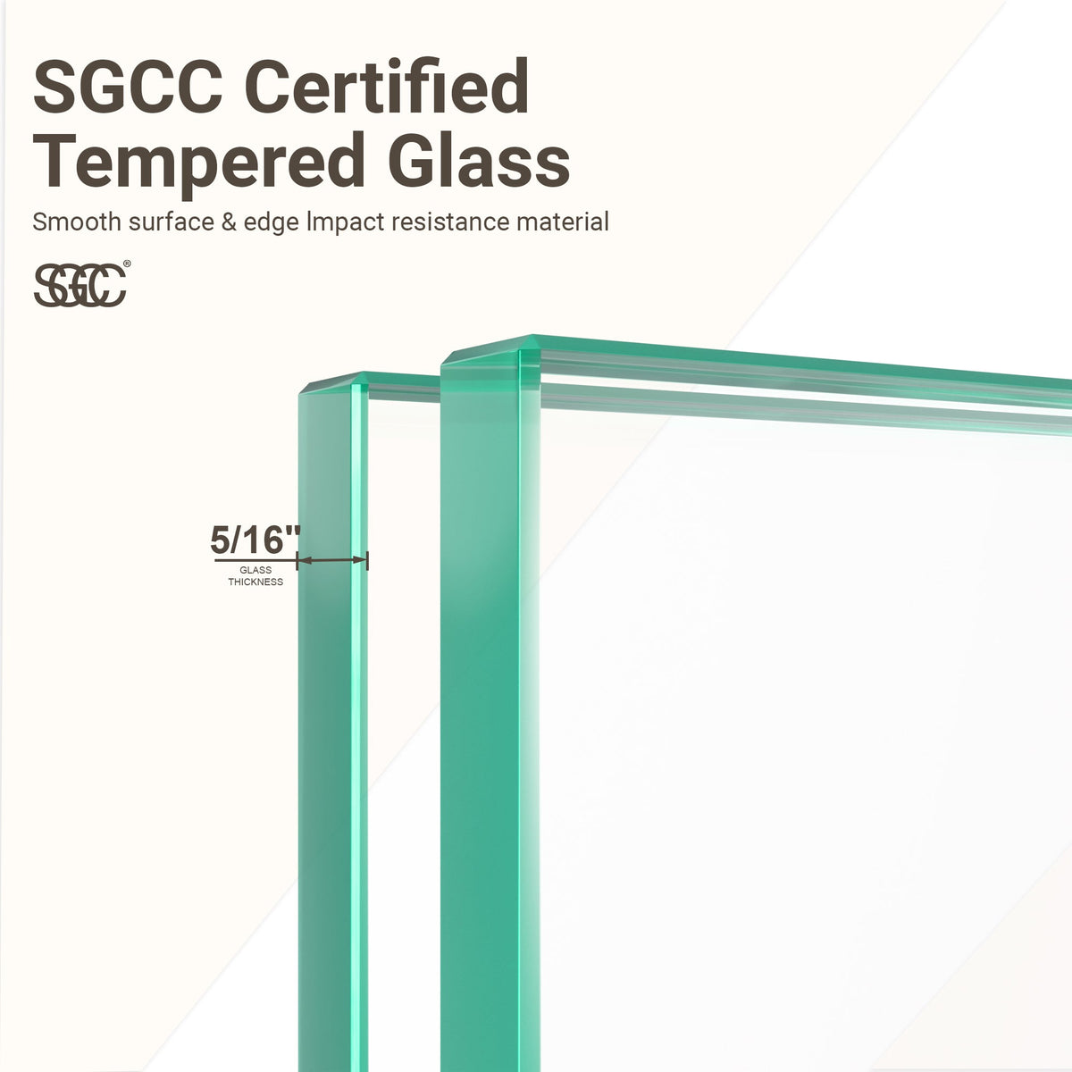 Frameless Single Sliding Shower Door – 5/16" Clear Tempered Glass