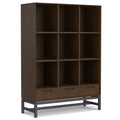 Walnut Brown Cube Organizer Bookcase with Drawers - 9 Cubes