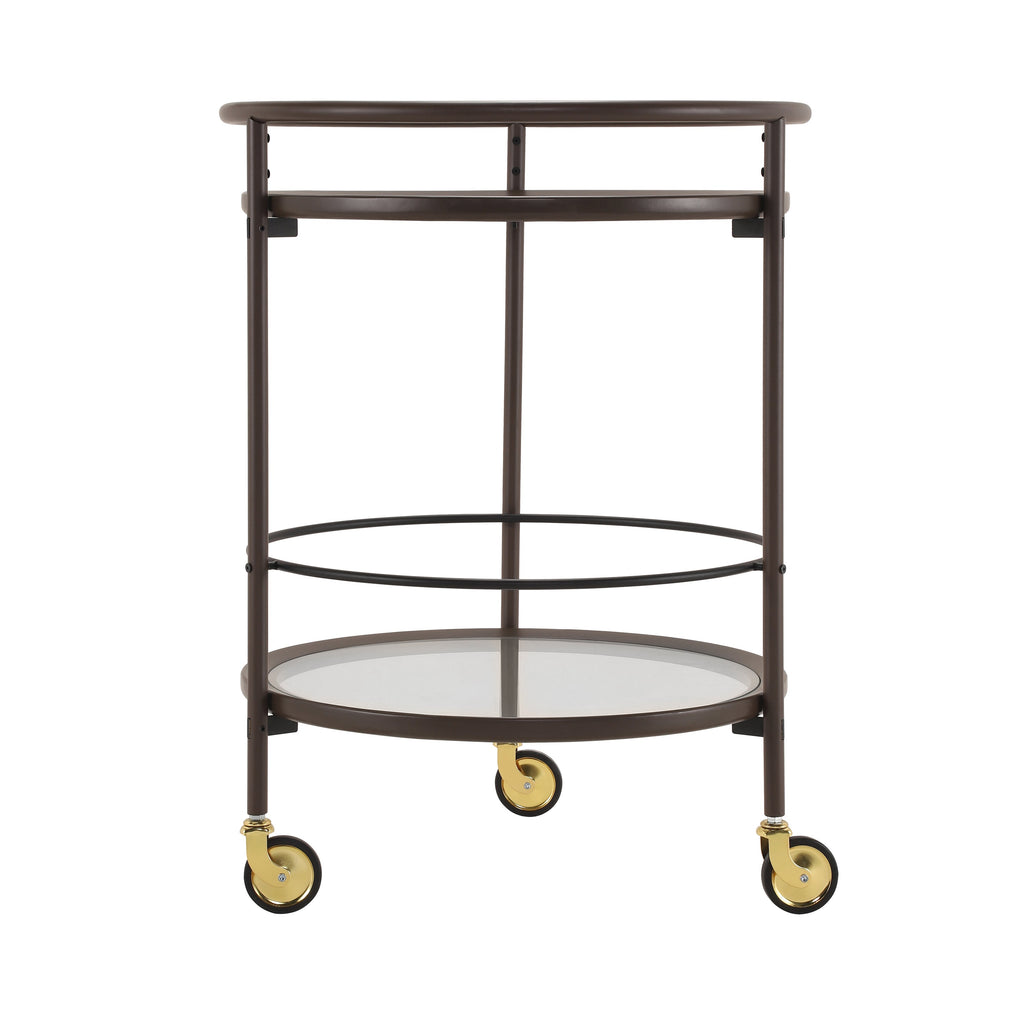 Modern Coffee Kitchen Cart with Tempered Glass Shelves - Coffee Brown