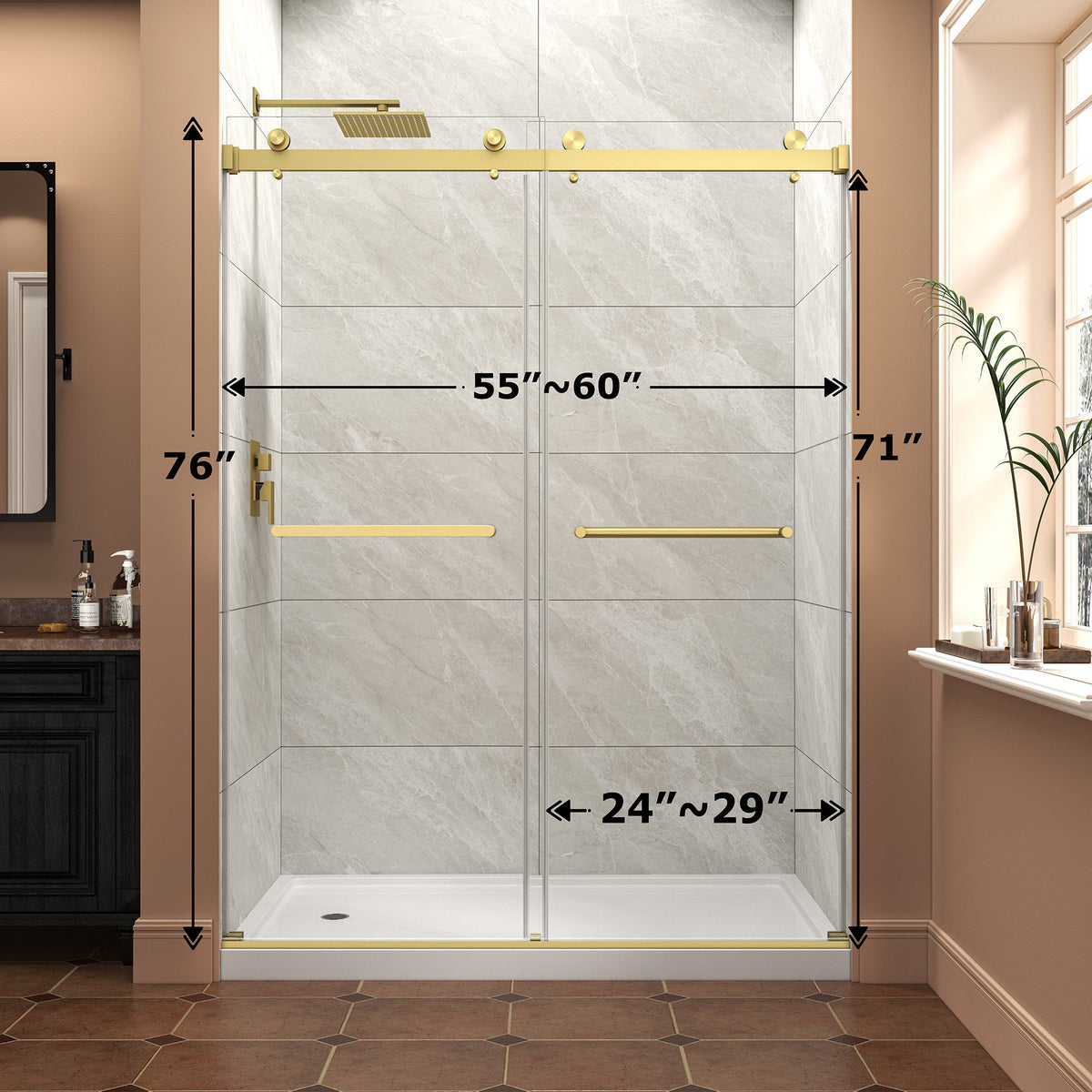 Frameless Shower Door 55"-60" W x 76" H