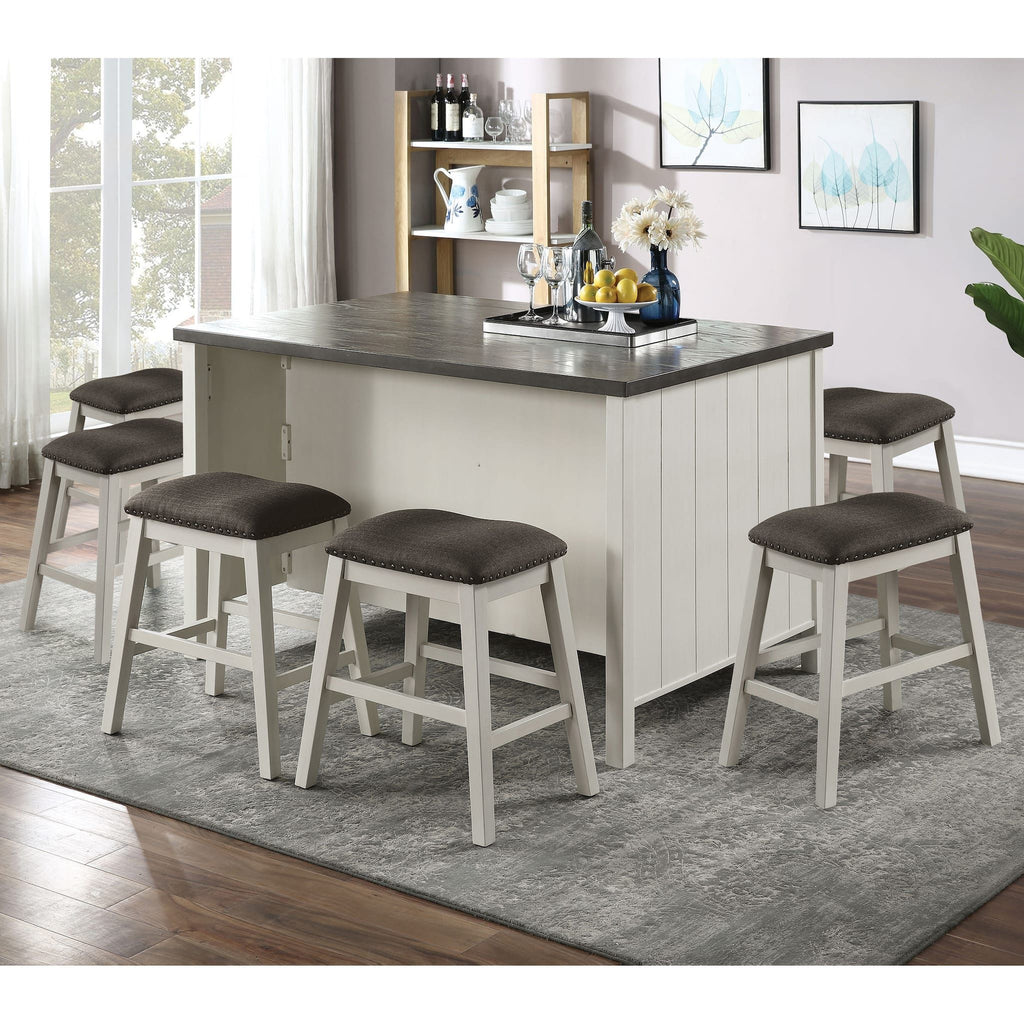 Counter Height Dining Table with Storage Cabinet Base - Dark Gray / Off White