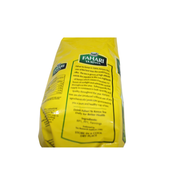 Side packaging view of Fahari Ya Kenya Black Tea 500g