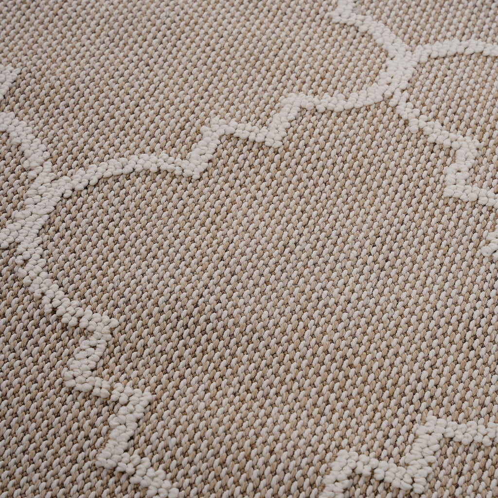Beige Trellis Indoor / Outdoor Area Rug with Stain Resistant Surface