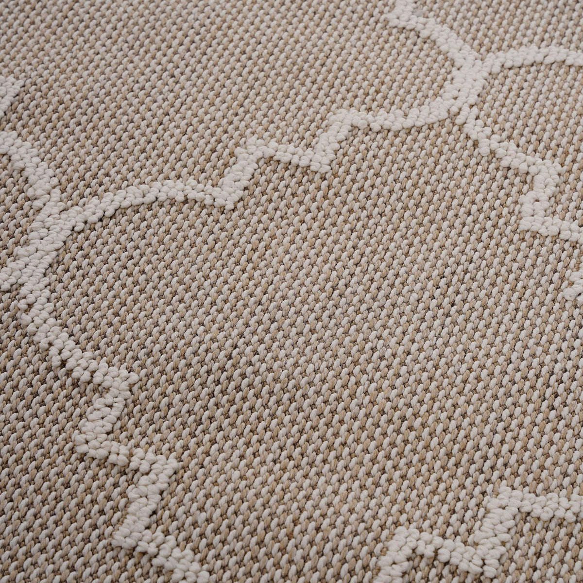 Beige Trellis Indoor / Outdoor Area Rug with Stain Resistant Surface