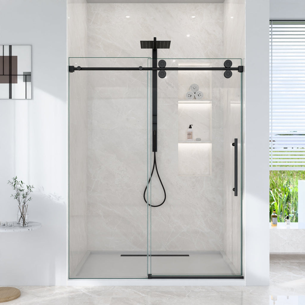 Frameless Single Sliding Shower Door – 5/16" Clear Tempered Glass