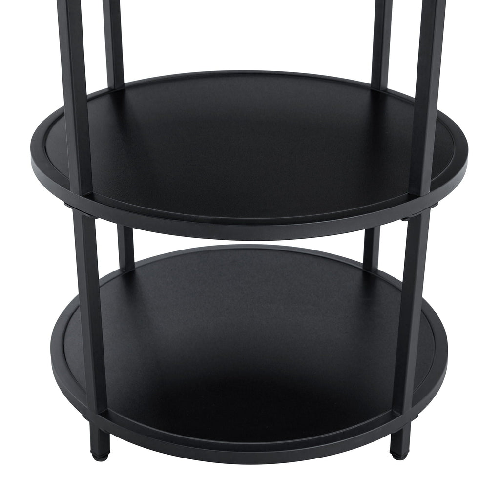 Diameter - Modern Splicing Circular Dining Table Double Layer Storage - Wood / Black