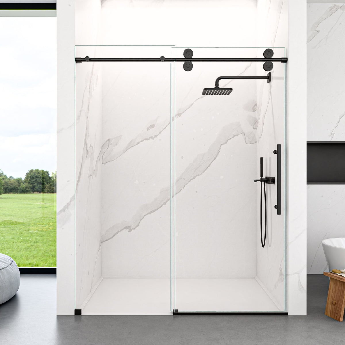 Frameless Single Sliding Shower Door
