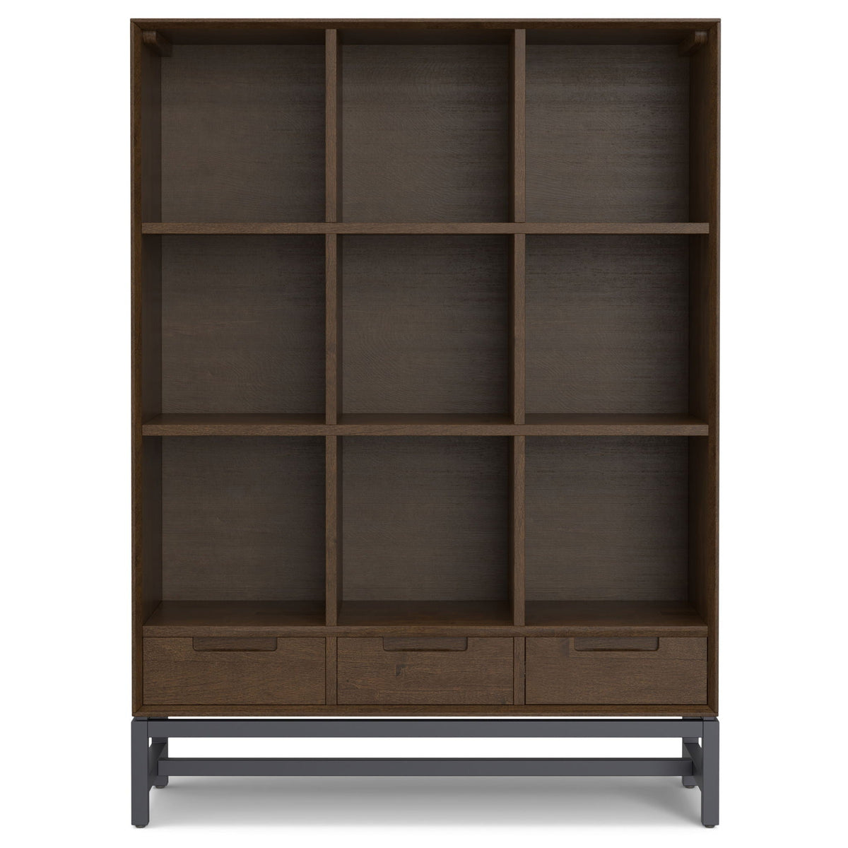 Walnut Brown Cube Organizer Bookcase with Drawers - 9 Cubes