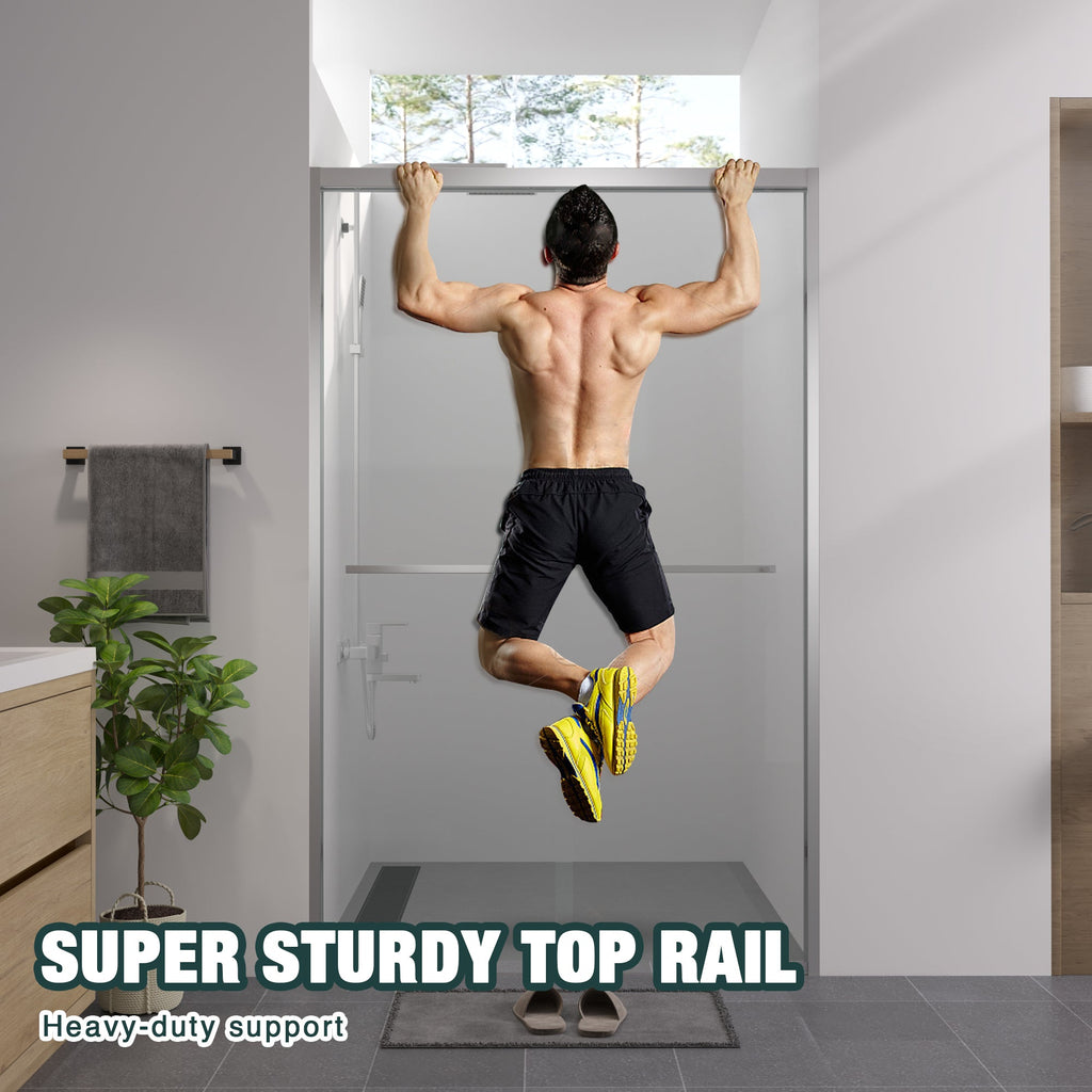 44-48"x76" Aluminum Frame Double Sliding Shower Door