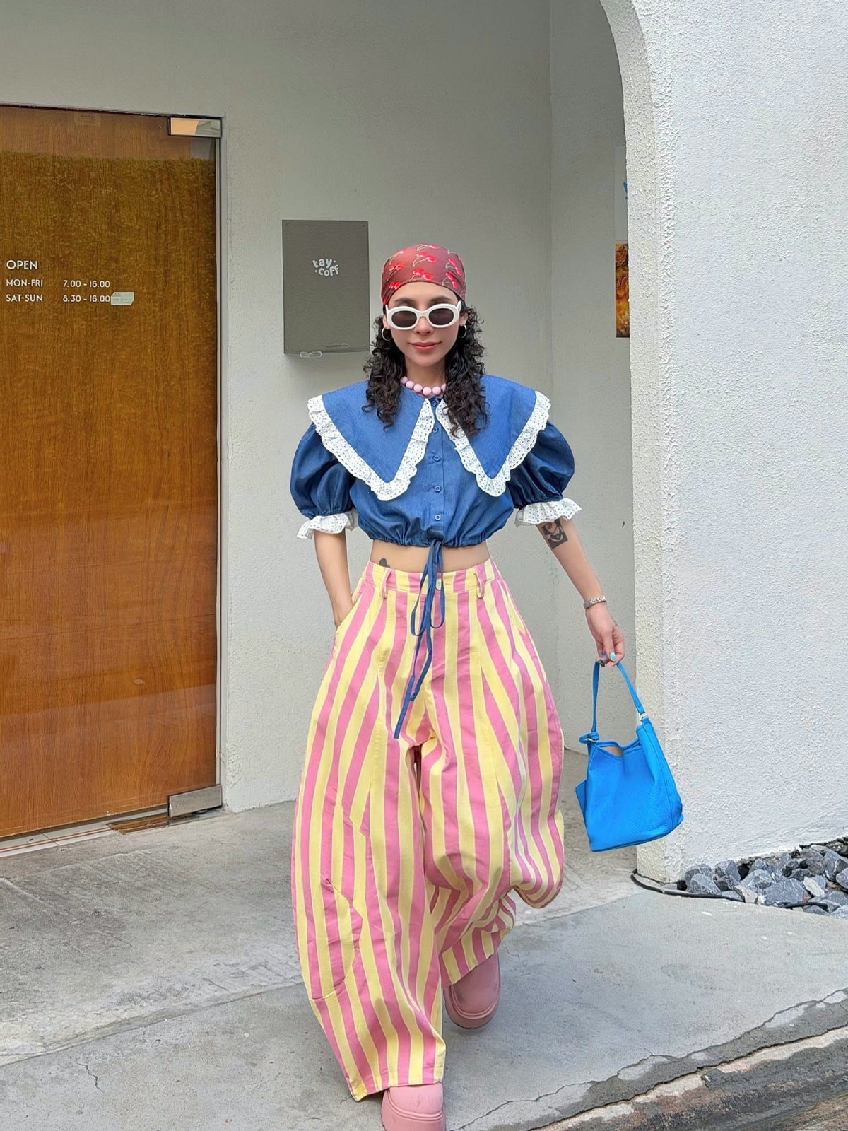 Women's Loose-fitting, Fashionable High-waisted Wide-leg Pants