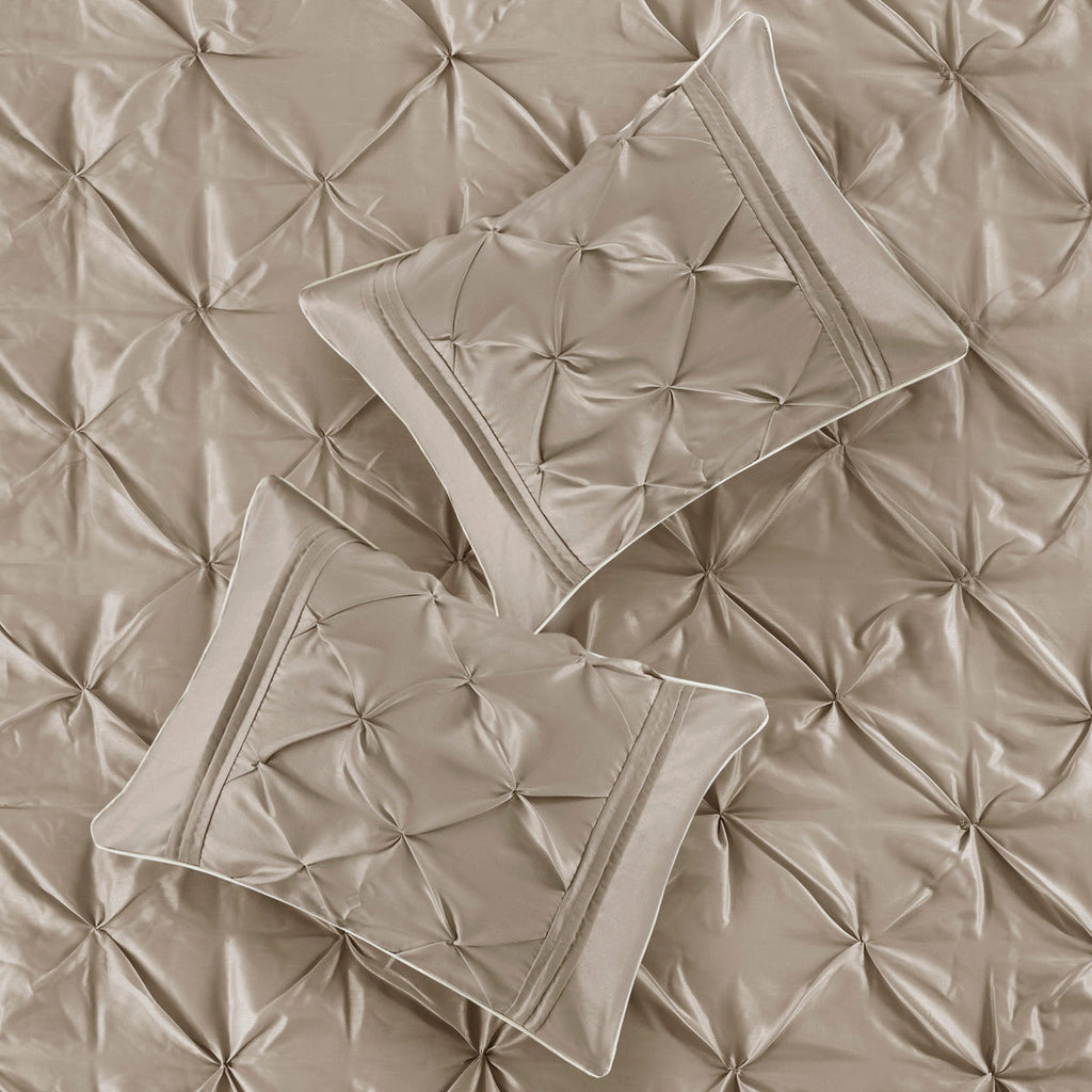 7 Piece Tufted Comforter Set Taupe King