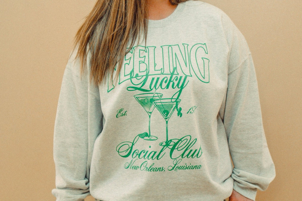 Underground Original Design: Feeling Lucky NOLA Social Club Boxy Cotton Sweatshirt