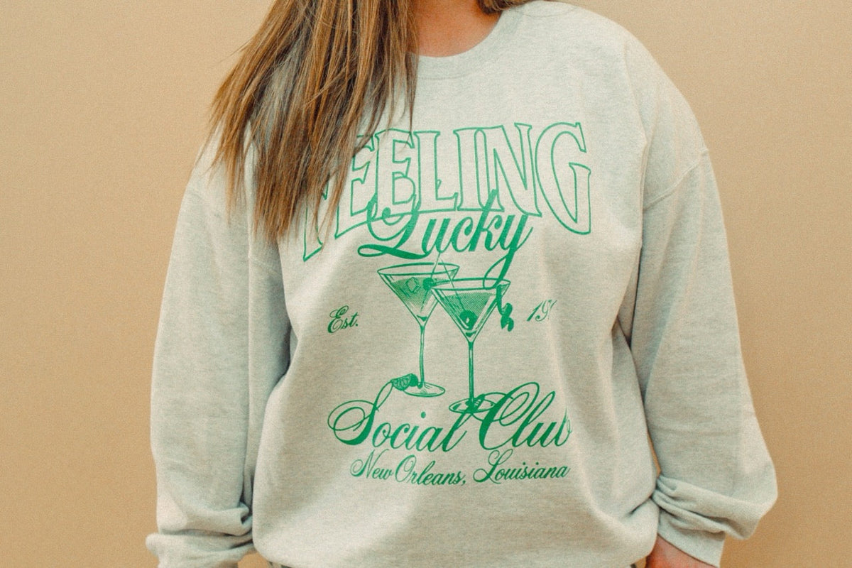 Underground Original Design: Feeling Lucky NOLA Social Club Boxy Cotton Sweatshirt