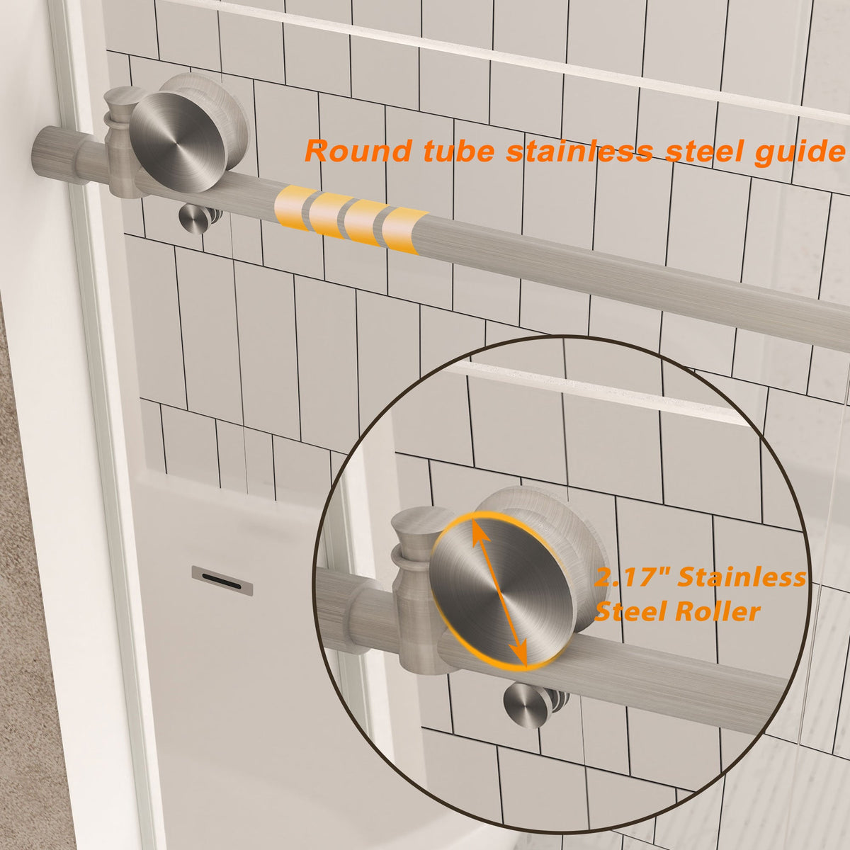 Frameless Shower Door 44-48"W x 76"H