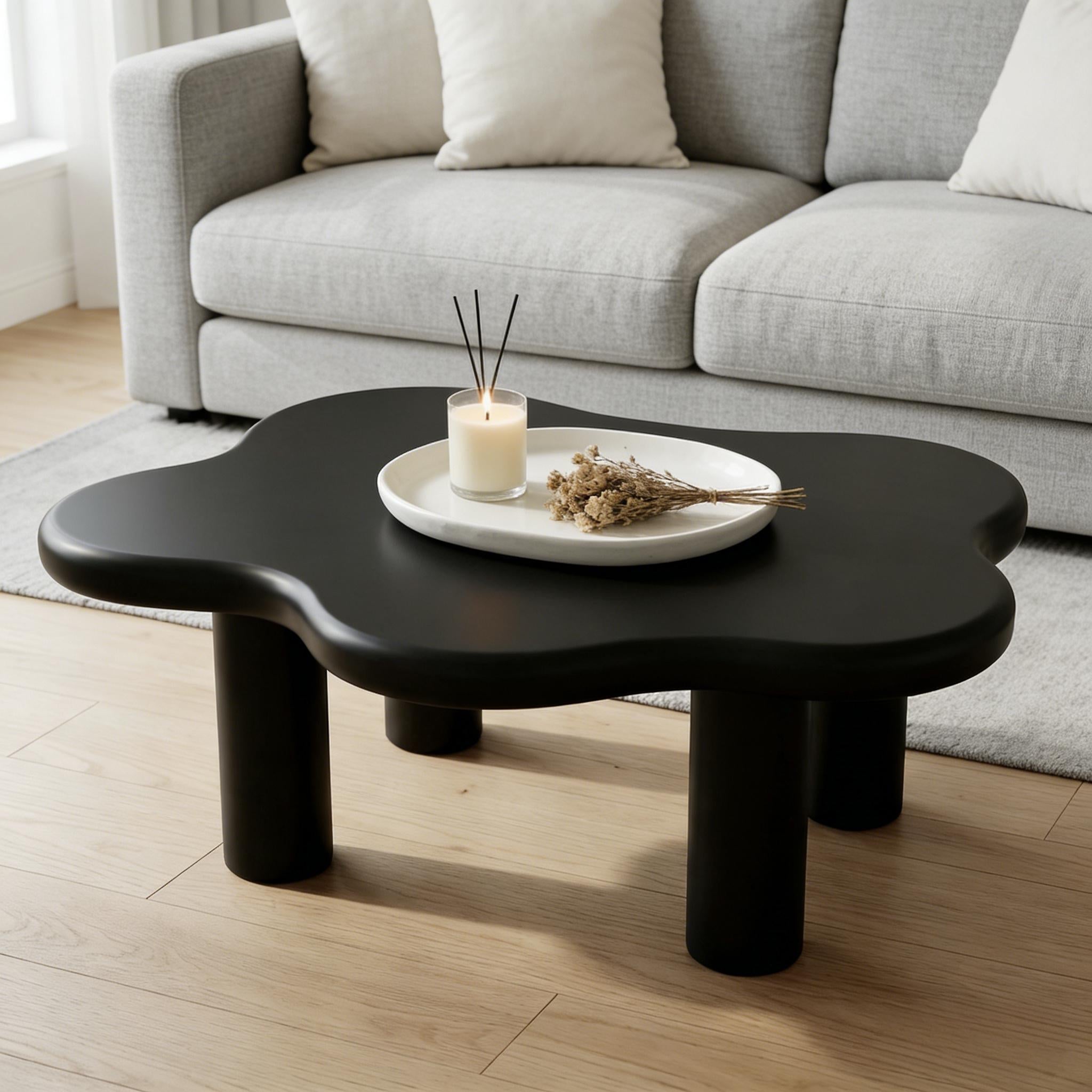 40'' Wood Cloud Coffee Table with 4 Round Legs