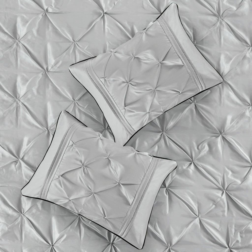 7 Piece Tufted Comforter Set Grey Queen