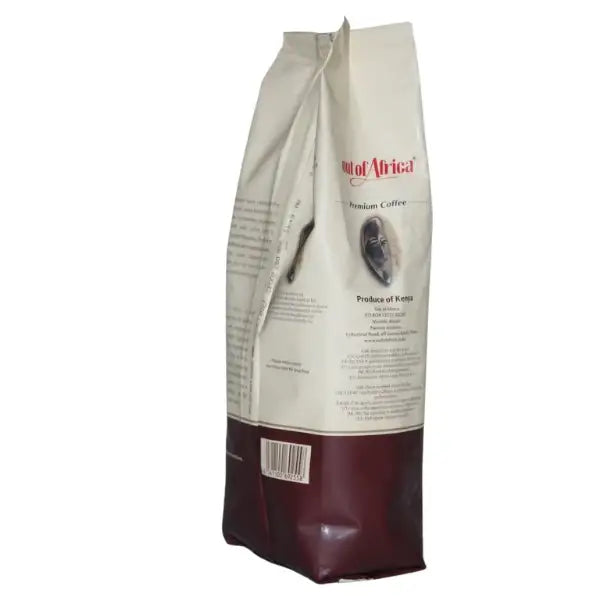 Dark roast filter coffee grounds from Out of Africa, pre-ground for convenient brewing with a coffee filter and delivering a rich, bold cup from Kenyan coffee beans. Mt. Kenya Dark Roast Ground Coffee- 250g - World Safari Shops.