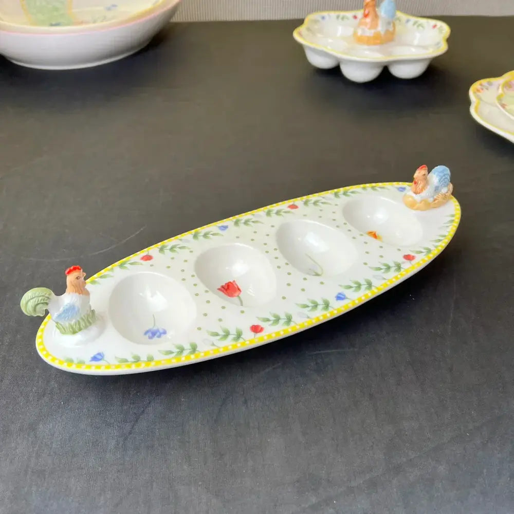 Floral scalloped white porcelain tulip dinnerware set dining room