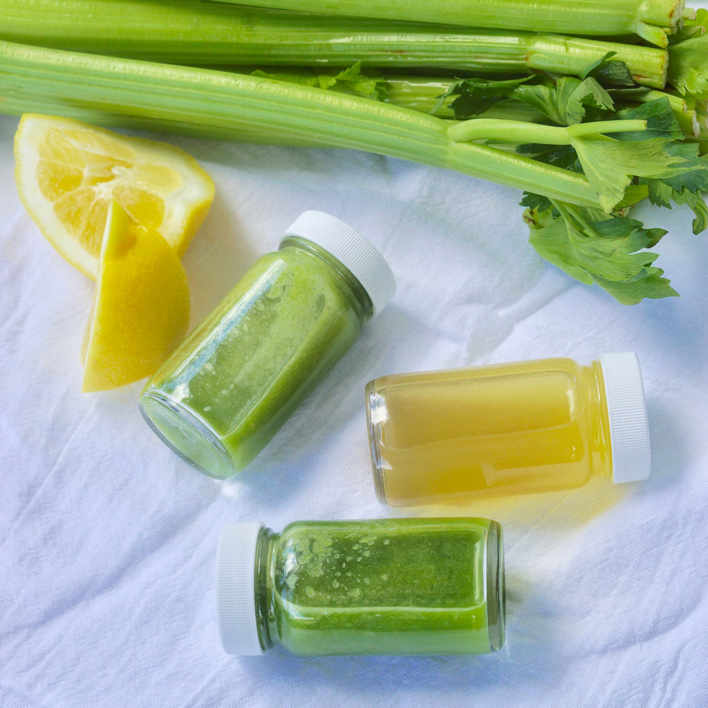Glass Juice Shot Bottles Set