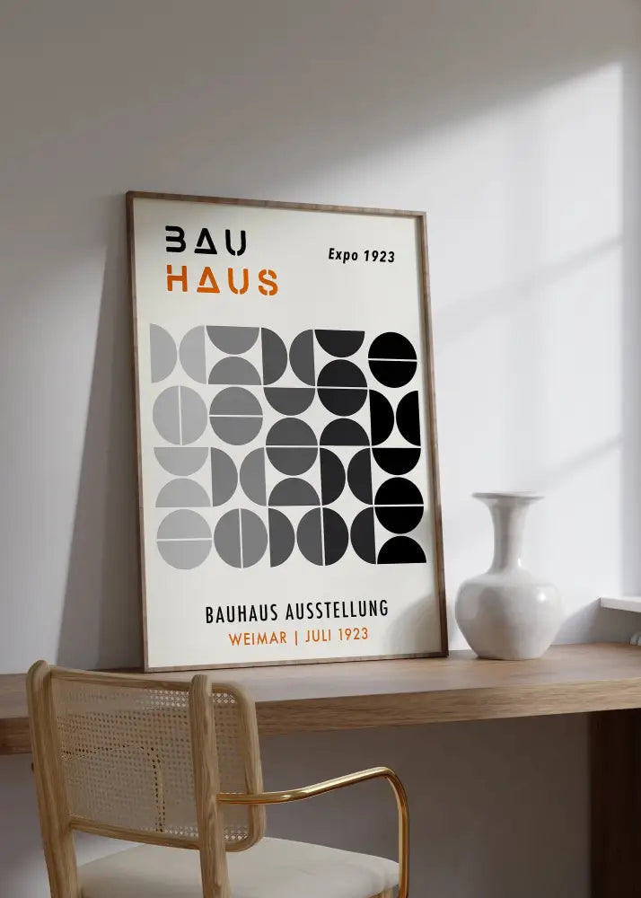Mid century bauhaus orange & red geometric canvas prints living room
