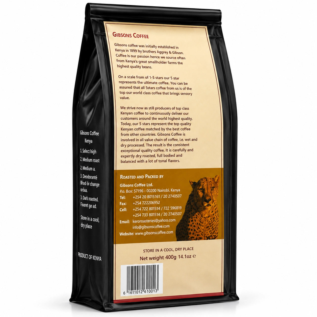 Kenya Gibsons Espresso Whole Beans Dark Roast 400g