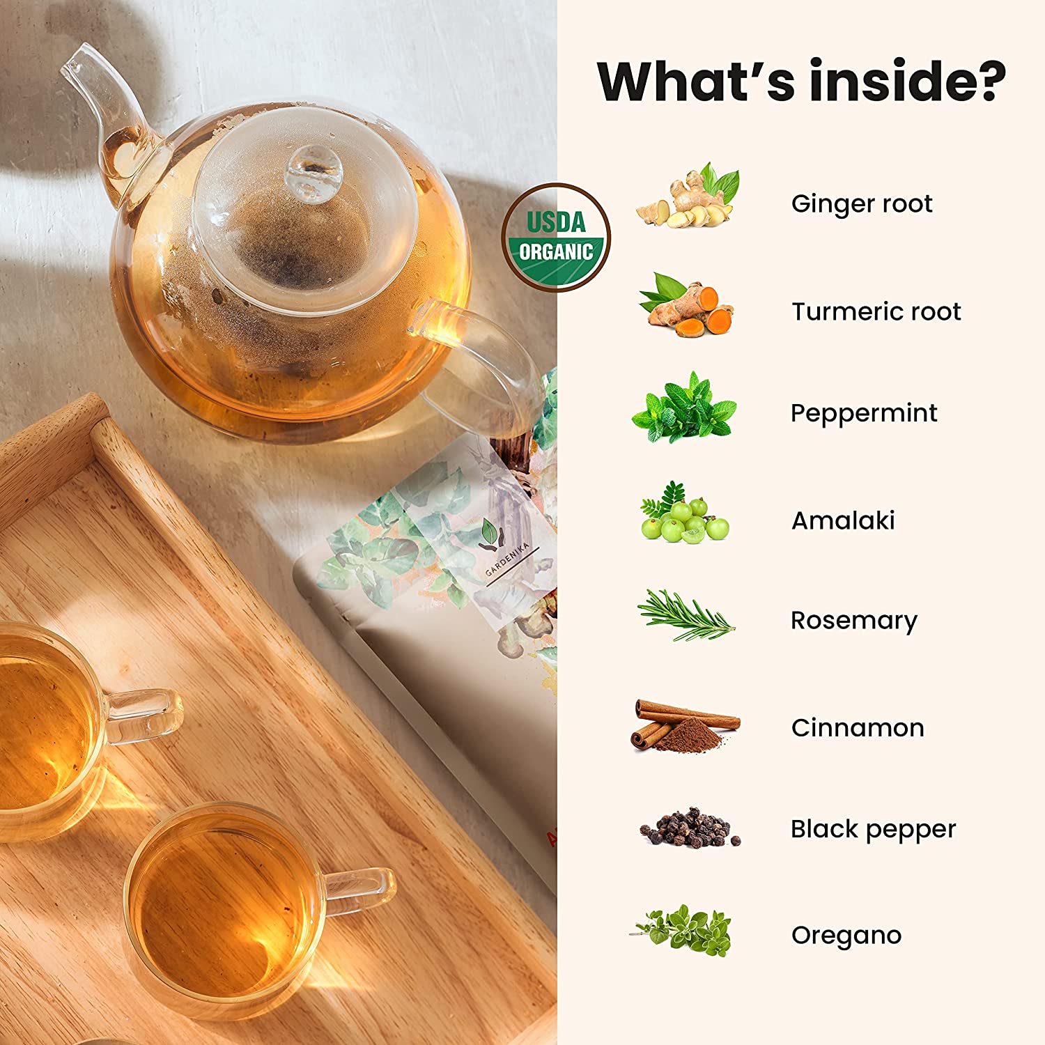 Anti-Inflammatory Tea, Turmeric Ginger Herbal Blend | Organic & Kosher